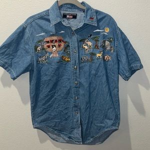 Noahs ark embroidered denim shirt